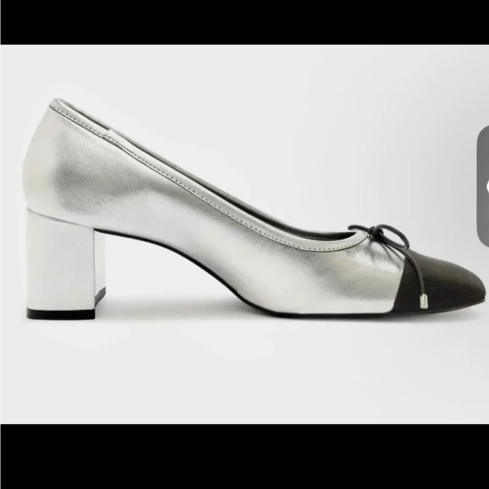 NEW Womens SCHUTZ Arissa Metallic Bow Cap-Toe Pumps 9.5, Black - Picture 4 of 11